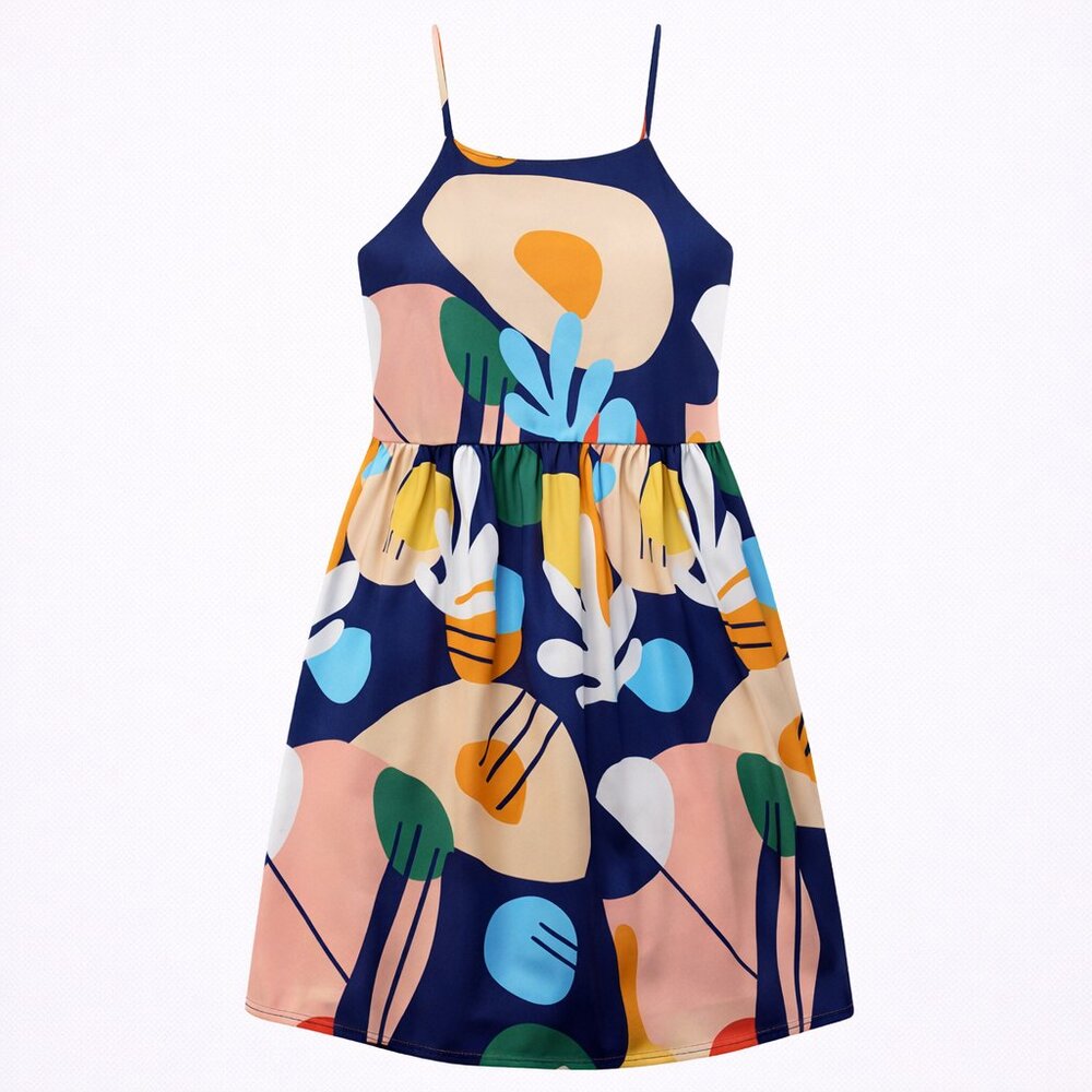 CROSBY by Mollie Burch Royal Blue Colorful Printed Sun Dress Fiore Small